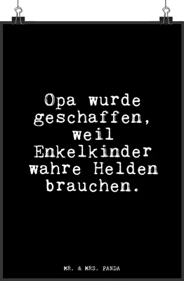 Produktbild von Mr. & Mrs. Panda Bild Opa wurde geschaffen, weil... DIN A4 - Schwarz - Geschenk, Glizer Spruch Sprüche Weisheiten Zitate Lustig Weisheit Worte, Enkelkinder, Großeltern