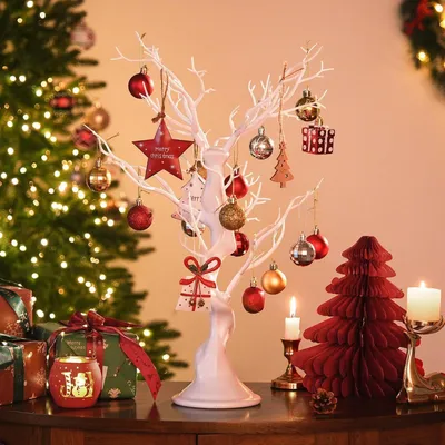 Produktbild von Künstlicher Deko Baum Weiß 58 cm für Weihnachtsdeko
