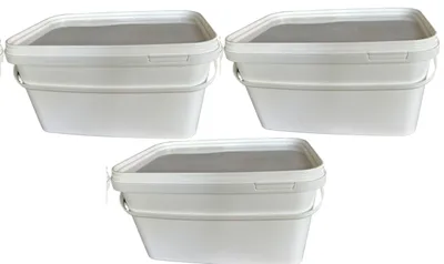 Produktbild von SILPLAST Eimer rechteckig mit Deckel 5L x 3 Kunststoffeimer 5 Liter lebensmittelecht stapelbar Plastikeimer leer Weiß