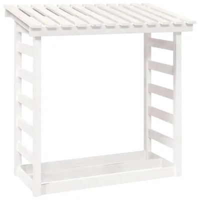 Produktbild von Holzlagerung für den Außenbereich – Holzregal – Aus massivem Kiefernholz – Mit Abdeckhaube – 108 x 64,5 x 110 cm – Weiß