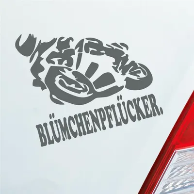 Produktbild von Auto Aufkleber Motorrad Blümchenpflücker Moped Bike Mopped JDM 10x11 cm Grau Sticker Heckscheibenaufkleber
