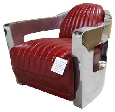 Immagine prodotto di Poltrona vintage in pelle rossa vera pelle poltrona retro design poltrona club poltrona aviatore mobili