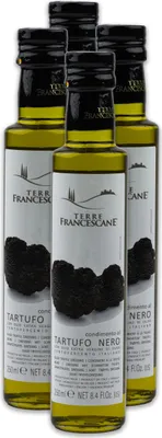 Produktbild von Food-United Trüffel-Öl 4x 250ml von TERRE FRANCESCANE extra natives Olivenöl mit schwarzem Trüffel-Aroma Premium-Trüffelöl aus Italien für Feinschmecker-innen und Gourmetküche