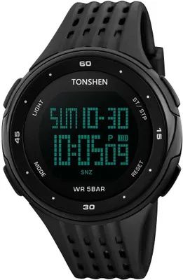 Produktbild von LED Digitaluhr Outdoor Sportuhr 50M Wasserdicht Armbanduhr Elektronische Militär Tactical Uhren 12H/24H Zeit Kalender Alarm Stoppuhr EL Licht Plastik