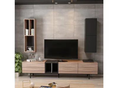 Obrázok produktu pre Skye Decor, Obývacia stena - Vopopu (?ierna + biela + dub)