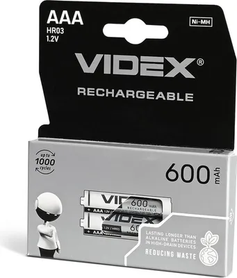Obrázek produktu pro Nabíjecí baterie Ni-MH VIDEX HR03 600mAh 2 kusy v blistru
