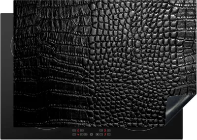 Produktbild von KitchenYeah© Herdabdeckplatte Leder - Textur - Schwarz - Grau , 75x52cm, Küche Deko, Glaskeramikkochfeld Herdabdeckung, Abdeckplatte fùr Kochfeld