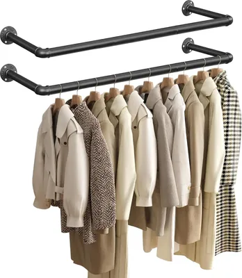 Produktbild von Songmics Kleiderstangen Wandmontage platzsparend Industrie-Design schwarz