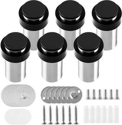 Productafbeelding van Deurstopperset van roestvrij staal, 84 mm, geschikt voor binnen- en buitengebruik, set van 6 stuks