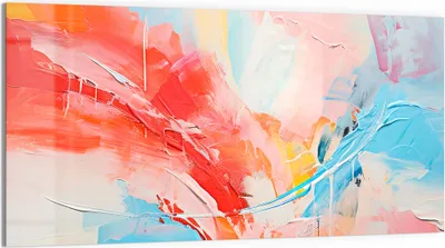 Produktbild von DEQORI Glasbild Echtglas 100x50 cm 'Gefühlswirbel in Farben' Wandbild Bild modern Deko
