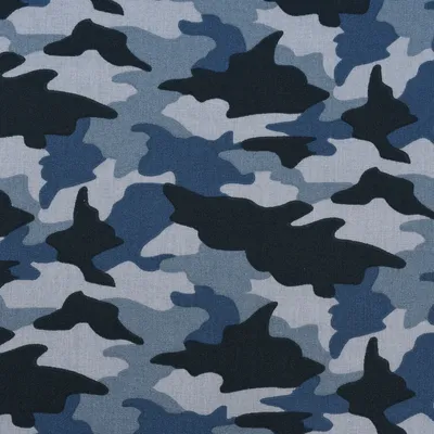 Produktbild von Baumwollstoff Meterware ARMY Camouflage Tarnmotiv blau 1,50m
