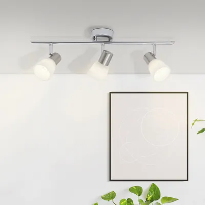 Produktbild von BRILLIANT LED Spotrohr Janna | zeitlose Deckenbeleuchtung | 3-flammig | Metall/Glas | eisen/chrom/weiß | Köpfe schwenkbar | 3x E14 max 40 W