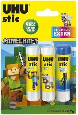 Produktbild von UHU Stic Klebestift 2 x 8,2 g Tray + 1 x Magic Blue 8,2g