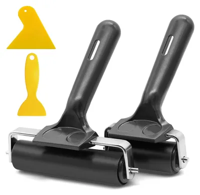 Productafbeelding van Set van 2 Rubberrollers voor Linoleumdruk - Inclusief 2 Schrapers
