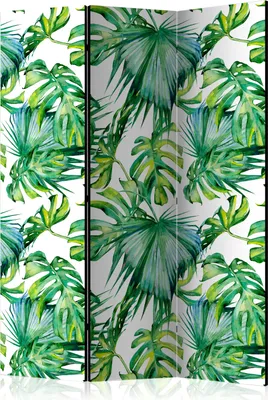 Produktbild von 3-teiliger Einseitiger Vlies Paravent - Jungle Leaves 135x172 cm Blätter b-C-0261-z-b