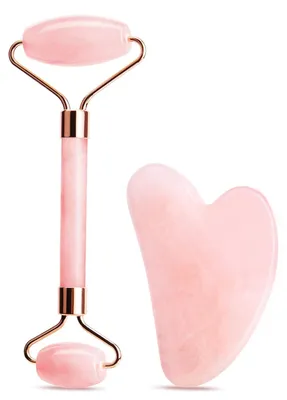 Obrázok produktu pre Sada masážnych valčekov Gua Sha – kamenné valčeky z jadeitu na omladzovanie pleti