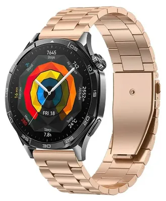 Zdjęcie produktu dla Bransoleta ze stali nierdzewnej do smartwatcha - Huawei Watch GT 6 Pro 46 mm - Kompatybilna z Huawei Honor GS Pro - 22 mm - Stal nierdzewna - Zapięcie typu "dorn" - Złoty róż