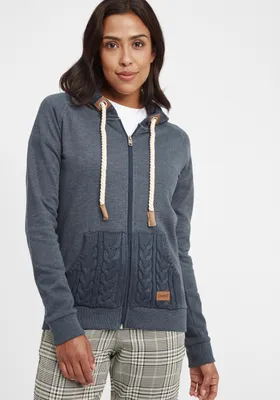 Produktbild von OXMO OXMatilda Damen Sweatjacke Kapuzenjacke Hoodie mit Kapuze Kängurutasche Baumwollmischung Regular fit