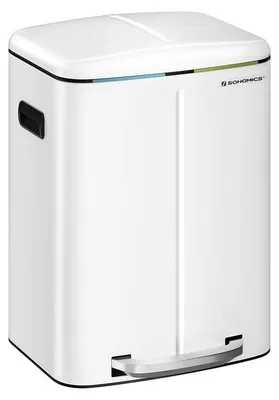 Immagine prodotto di Contenitore per rifiuti con pedale e 2 contenitori interni, bianco, 44,5 x 36 x 60 cm