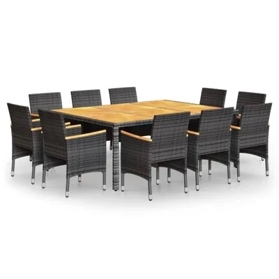Obrázok produktu pre vidaXL 11-dielny záhradný jedálenský set Poly Rattan Grey