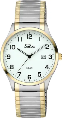 Produktbild von SELVA SELVA Quarz-Armbanduhr mit Zugband bicolor, Zifferblatt weiß Ø 39mm