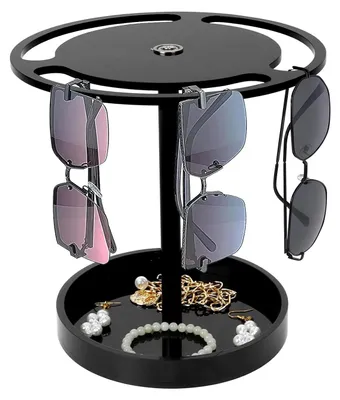 Produktbild von TRANKIELO® – 360° drehbarer Brillenständer – Acryl-Sonnenbrillenhalter für 10-15 Brillen – Stabile Tischhalterung mit rutschfesten Füßen