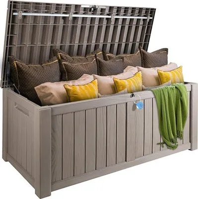 Image de Armoire murale de jardin - 454 L - 143 x 60,5 x 67,5 cm - Gris - Extérieur - Armoire murale de jardin