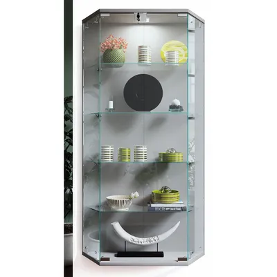 Produktbild von VCM Glasvitrine hängend | Vitrine Glas mit ESG-Sicherheitsglas | Maße ca.  H. 114 x B. 83 x T. 17 cm | Hängevitrine Glas | Modern und platzsparend | Glas Vitrinenschrank -   Benila L
