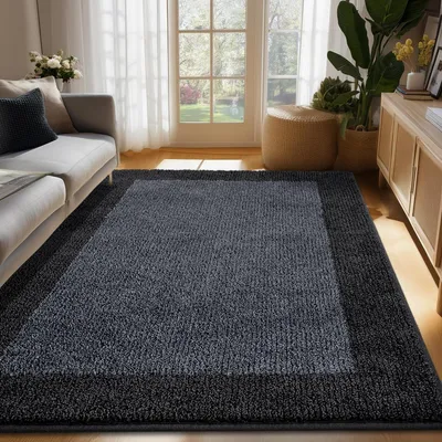 Image de Tapis pour salon, 120 x 180 cm, antidérapant, lavable, couleur anthracite