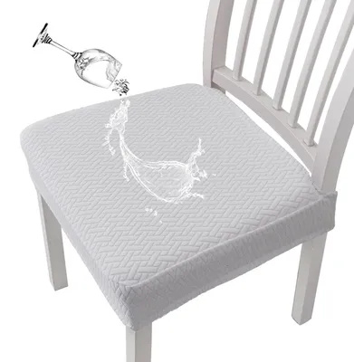 Immagine prodotto di Coprisedie in tessuto Jacquard a motivo a rombo, impermeabili, per sala da pranzo, elasticizzati, confezione da 4 pezzi, colore bianco