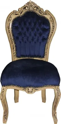 Produktbild von Casa Padrino Barock Esszimmer Stuhl Royalblau / Wood - Möbel