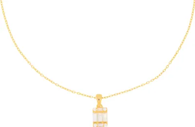 Produktbild von 585er Gelbgold Collierkette mit rechteckiger Anhänger Zirkonia Baguette