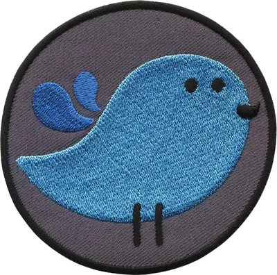 Produktbild von Aufnäher - kleiner Vogel - hellblau und grau 8 cm - Patch