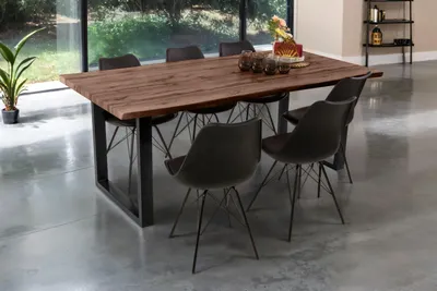 Produktbild von Esstisch Baumkante Holz-Optik Nussbaum 200 x 100 U-Gestell schwarz JOSY