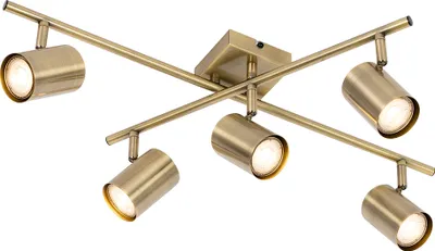 Produktbild von QAZQA - Moderne Deckenleuchte I Deckenlampe I Lampe I Leuchte Bronze 5-flammig verstellbar rechteckig - Jeana I Wohnzimmer I Schlafzimmer - Stahl Quadratisch - LED geeignet GU10