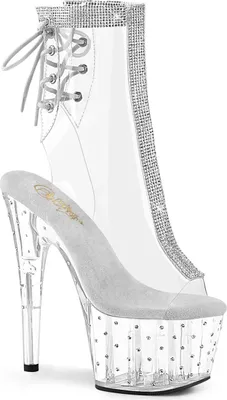 Produktbild von STARDUST-1018C-2RS Pleaser Damen High Heels Plateaustiefeletten Strass transparent