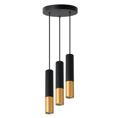 Produktbild von MasterLED Pendelleuchte Keon 3xGU10 Schwarz-Gold – Moderne Hängelampe rund für Esszimmer, Küche & Wohnzimmer