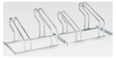 Produktbild von Fahrradständer für 4 Räder, feuerverzinkte Stahlkonstruktion, Bügelparker, geeignet für Mountainbikes, zur Reihenverbindung und Bodenbefestigung