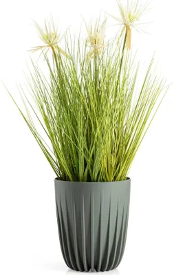 Produktbild von HowHomely | Pflanzkübel - Stripped - 19x22,6 cm - Grau-Grüne - Modernes Design - Recyclingmaterial