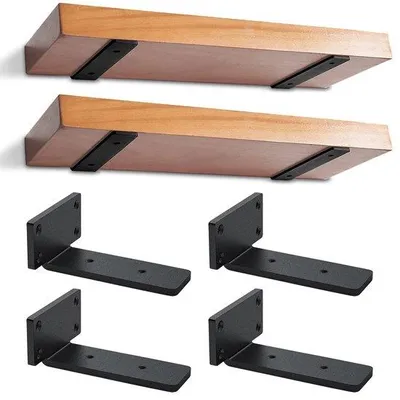 Produktbild von Famanu L-förmige Regalträger Set von 4 Stück - Wandmontage, schwarz, 15 cm