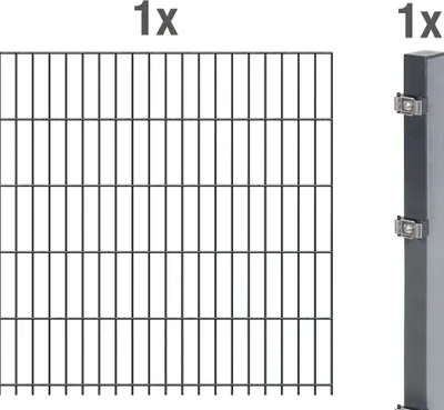 Immagine prodotto di Alberts 641474 Recinzione a doppia rete metallica come set completo, antracite, altezza 103 cm, lunghezza 2,5 m