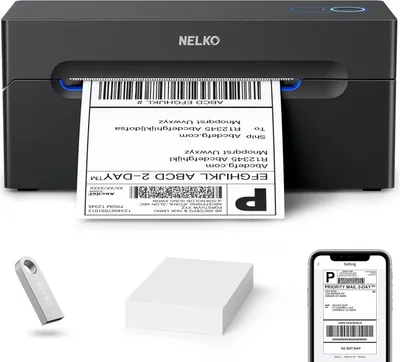 Obrázok produktu pre Tlačiareň štítkov Nelko, 4x6, Bluetooth, iOS, Android, 6 W, čierna