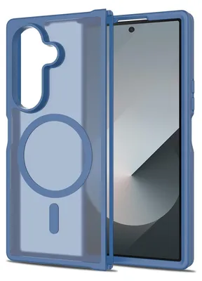 Obrázek produktu pro Magnetické pouzdro pro Samsung Galaxy Z Fold 7, kompatibilní s MagSafe, matná průsvitná zadní strana, odolné proti nárazům Tmavě modrá
