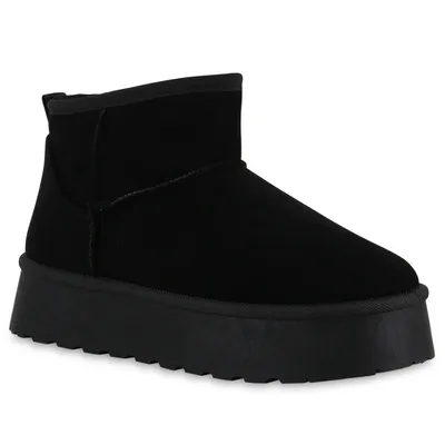 Produktbild von VAN HILL Damen Warm Gefütterte Winter Boots Bequeme Profil-Sohle Schuhe 840874, Farbe: Schwarz, Größe: 39