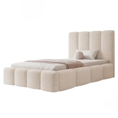 Produktbild von FURMEB24 Polsterbett MARO - 120 x 200 cm - CREME teddystoff - mit bettkasten und schlaffunktion