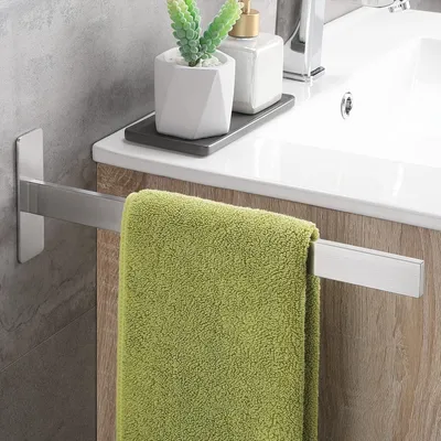 Produktbild von Handtuchhalter, Wandmontage Hantuchhalterung aus Edelstahl, 38CM Handtuchstange Selbstklebend für Bad, Küche, Toilette, Silber
