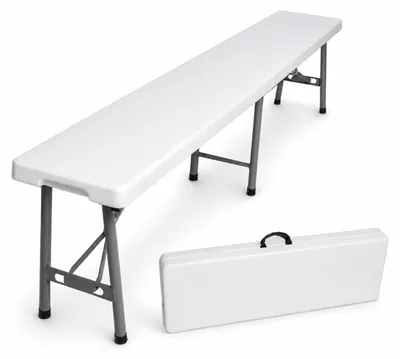 Produktbild von TRUTZHOLM Bierzeltbank klappbar für 4 Personen, 180 x 30 x 43 cm, weiß, Stahlgestell mit Tragegriff