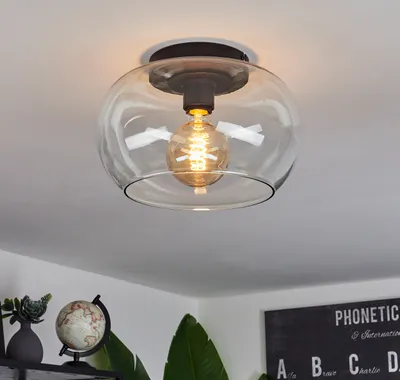 Produktbild von Cardeto »Cardeto« moderne Deckenlampe aus Metall/Glas in Schwarz/Klar