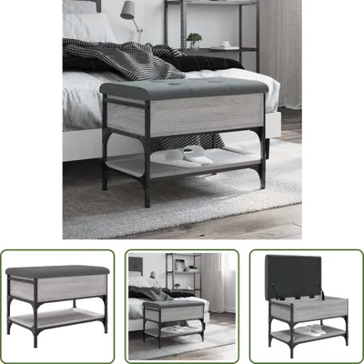 Immagine prodotto di The Living Store Panca per scarpe Grey Sonoma 62x42x45 cm Materiale in legno