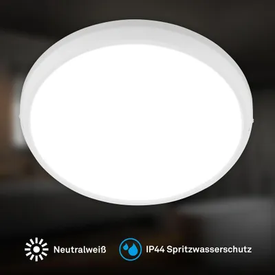 Image de BRILONER - Plafonnier LED, IP44, lumière blanche neutre, blanc, 37,5 cm